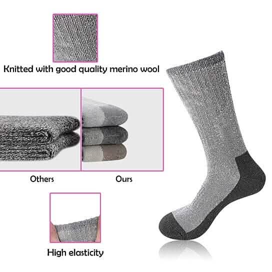 5-Pairs: Men's Warm Thick Merino Lamb Wool Socks for Winter Cold Weathers - A-1 Thread Vault