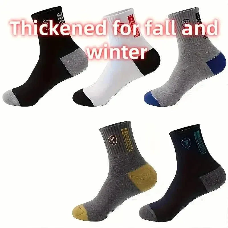 5-Pairs: Stylish Breathable Warm Crew Socks For Men - A-1 Thread Vault