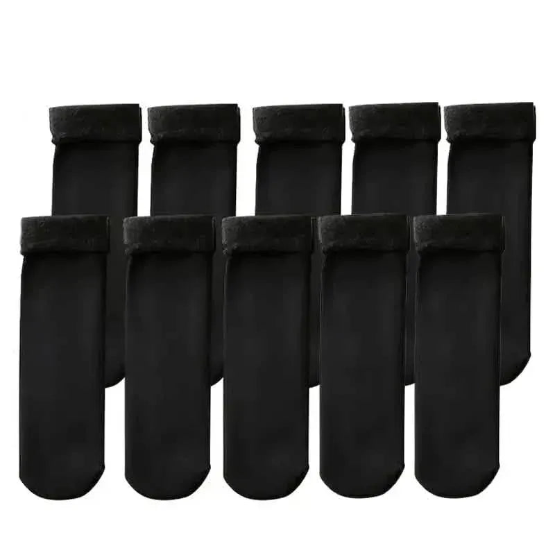 5-Pairs: Ultra-Soft Plush Lined Thermal Socks - Comfy Mid Tube Socks - A-1 Thread Vault