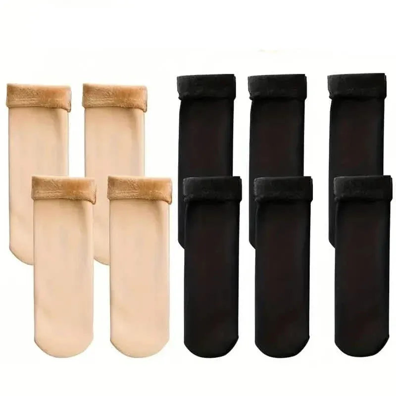 5-Pairs: Ultra-Soft Plush Lined Thermal Socks - Comfy Mid Tube Socks - A-1 Thread Vault