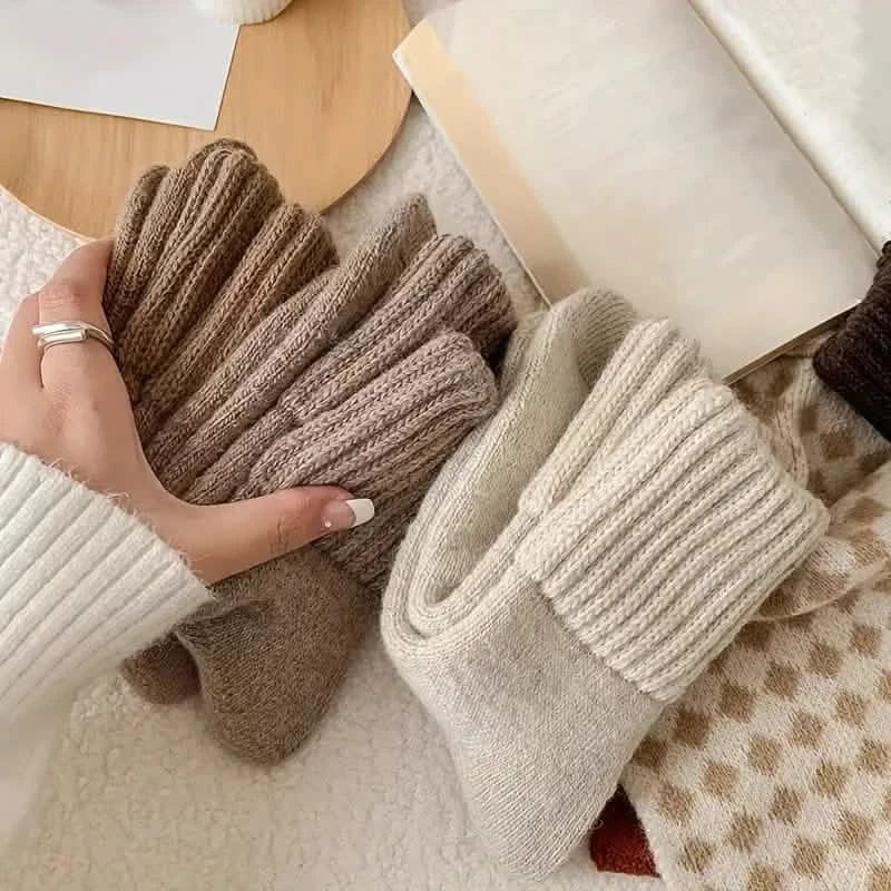 5-Pairs: Women's Stockings & Hosiery Simple Solid Thickened Socks - A-1 Thread Vault