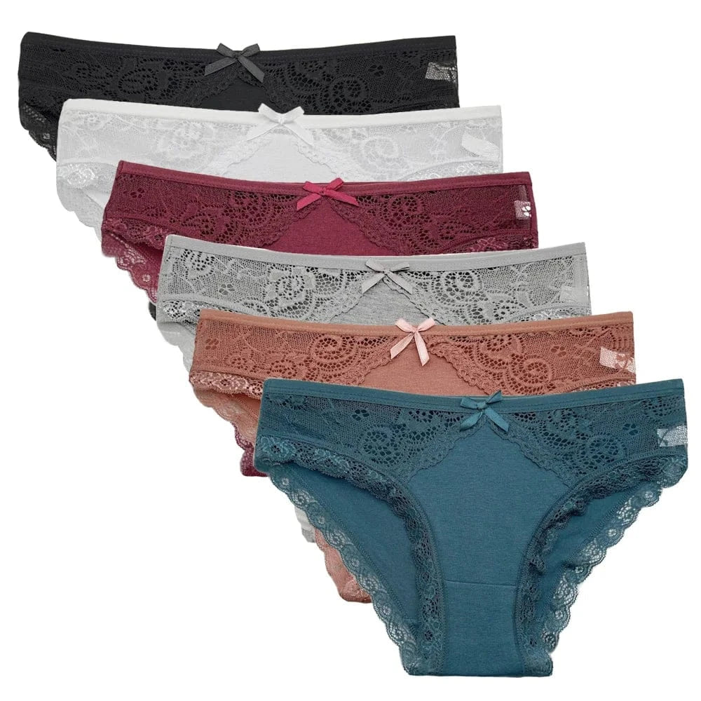 5 PCS/SET New Arrival Low Rise Ladies Sexy Lace Panty Underpants Panties For Women Lingerie Cotton Briefs - A-1 Thread Vault