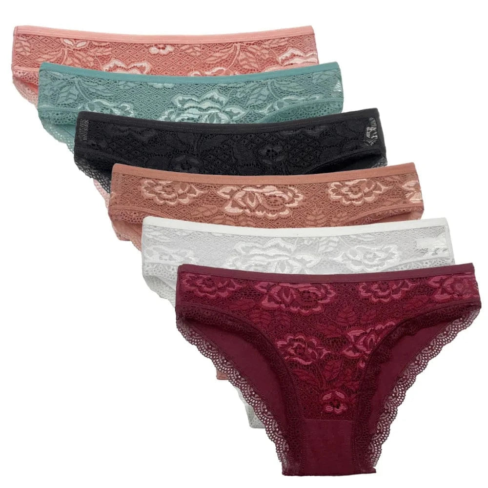 5 PCS/SET New Arrival Low Rise Ladies Sexy Lace Panty Underpants Panties For Women Lingerie Cotton Briefs - A-1 Thread Vault