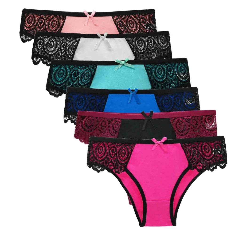5 PCS/SET New Arrival Low Rise Ladies Sexy Lace Panty Underpants Panties For Women Lingerie Cotton Briefs - A-1 Thread Vault