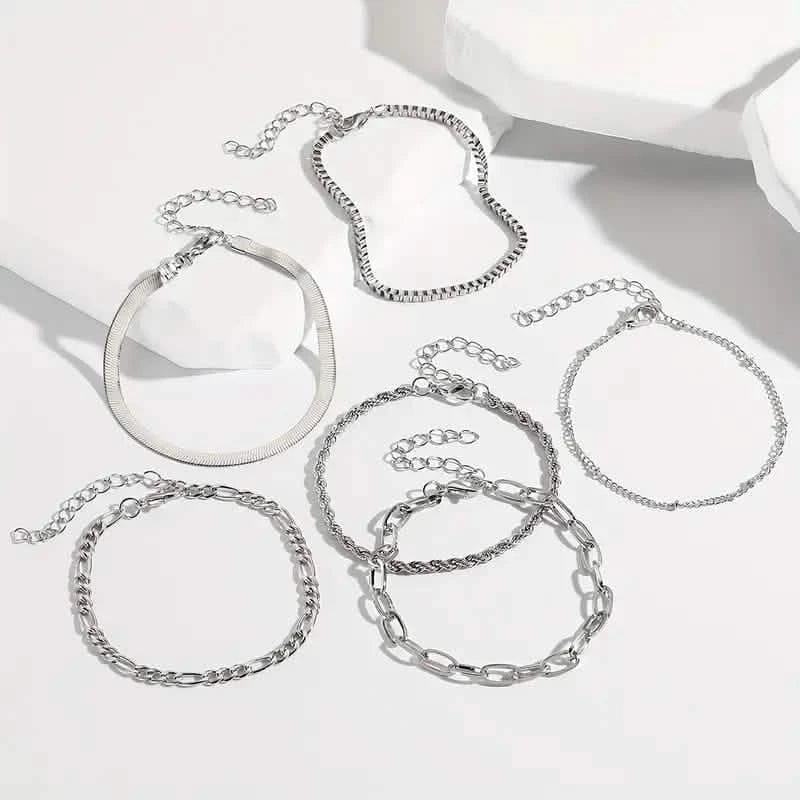 5-Piece: Elegant Multi-Layered Chain Bracelet Set - A-1 Thread Vault