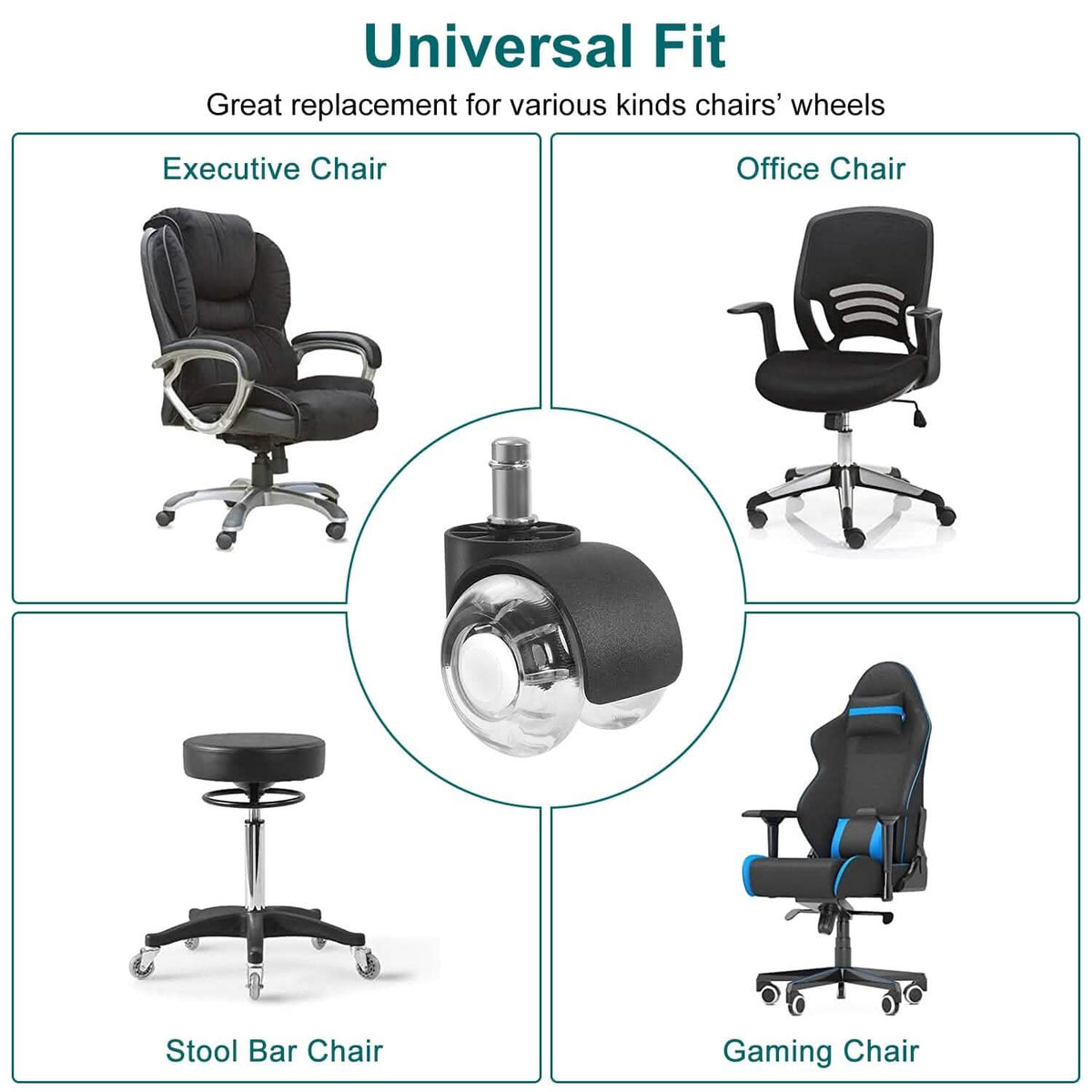 5-Piece: Office Chair Wheels Replacement - A-1 Thread Vault