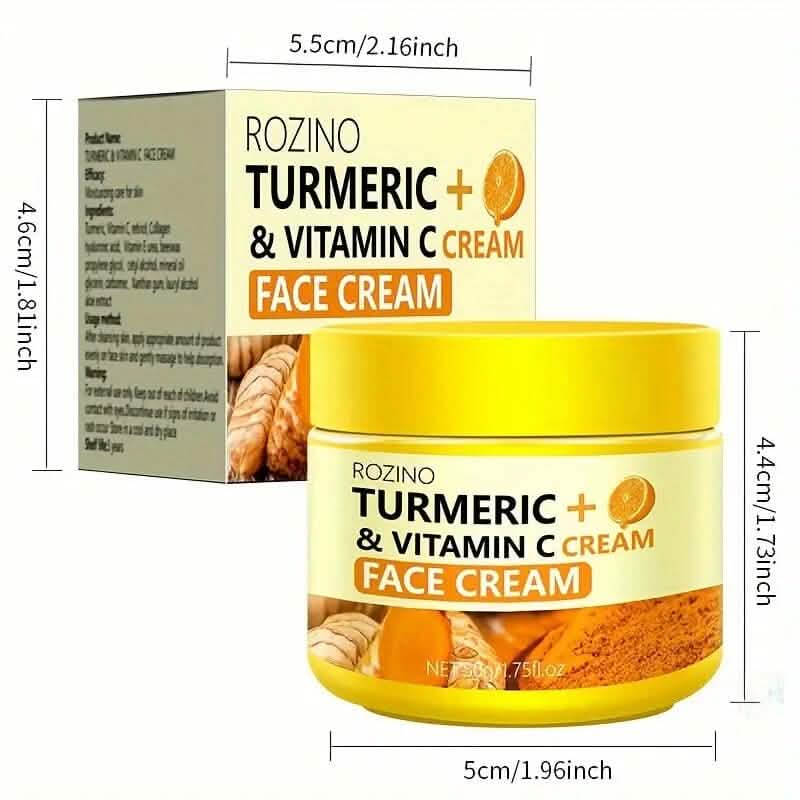 50g/1.75 Oz Turmeric + Vitamin C Face Cream with Hyaluronic Acid - A-1 Thread Vault