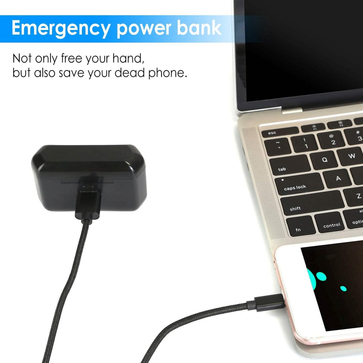 5.1 TWS Wireless Earphone with Charging Case IPX4 Waterproof Power Bank - A-1 Thread Vault