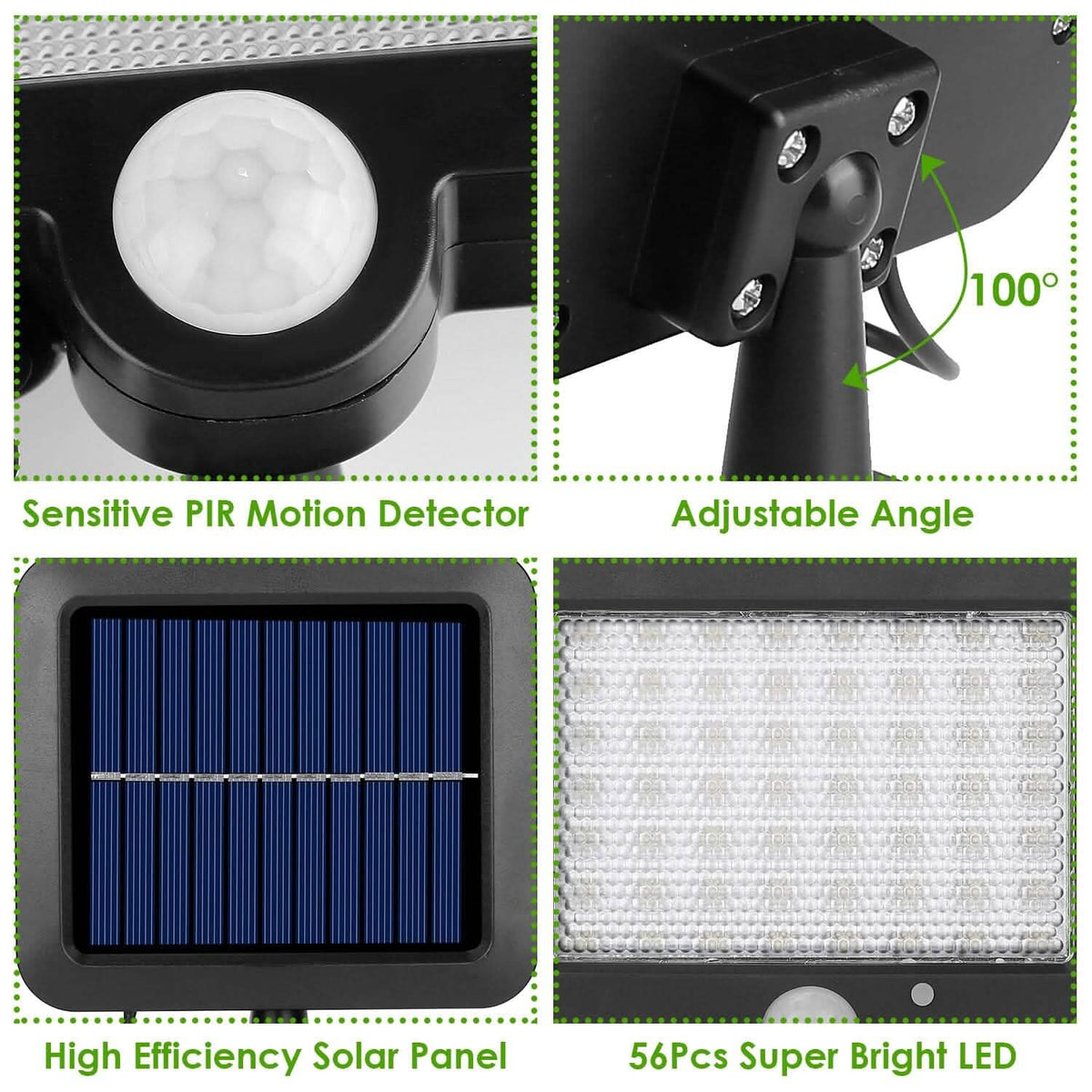 56 LEDs Outdoor Solar Security Flood Light - A-1 Thread Vault