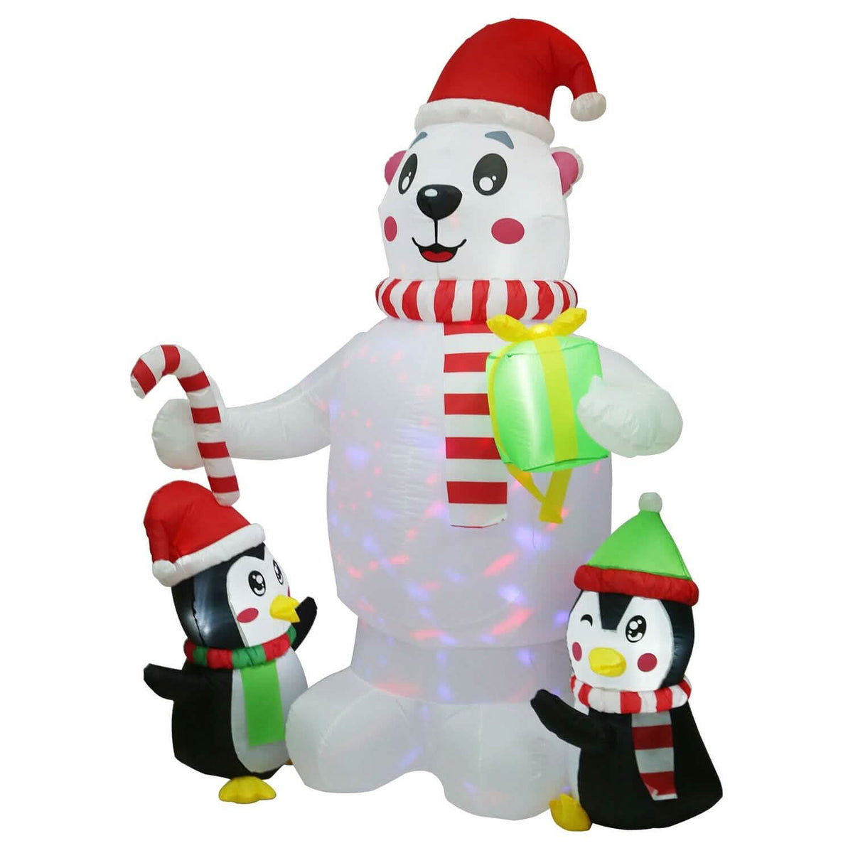 5.9Ft Christmas Inflatable Polar Bear and Penguin Blow Up Yard Outdoor Decoration with LED - A-1 Thread Vault