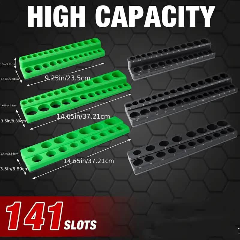 6-Piece: Magnetic Socket Organizer Set - A-1 Thread Vault