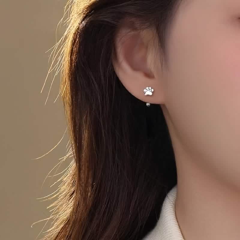 Sterling Silver Cat Paw Earrings – Screw-Back Studs, Elegant & Simple - A-1 Thread Vault
