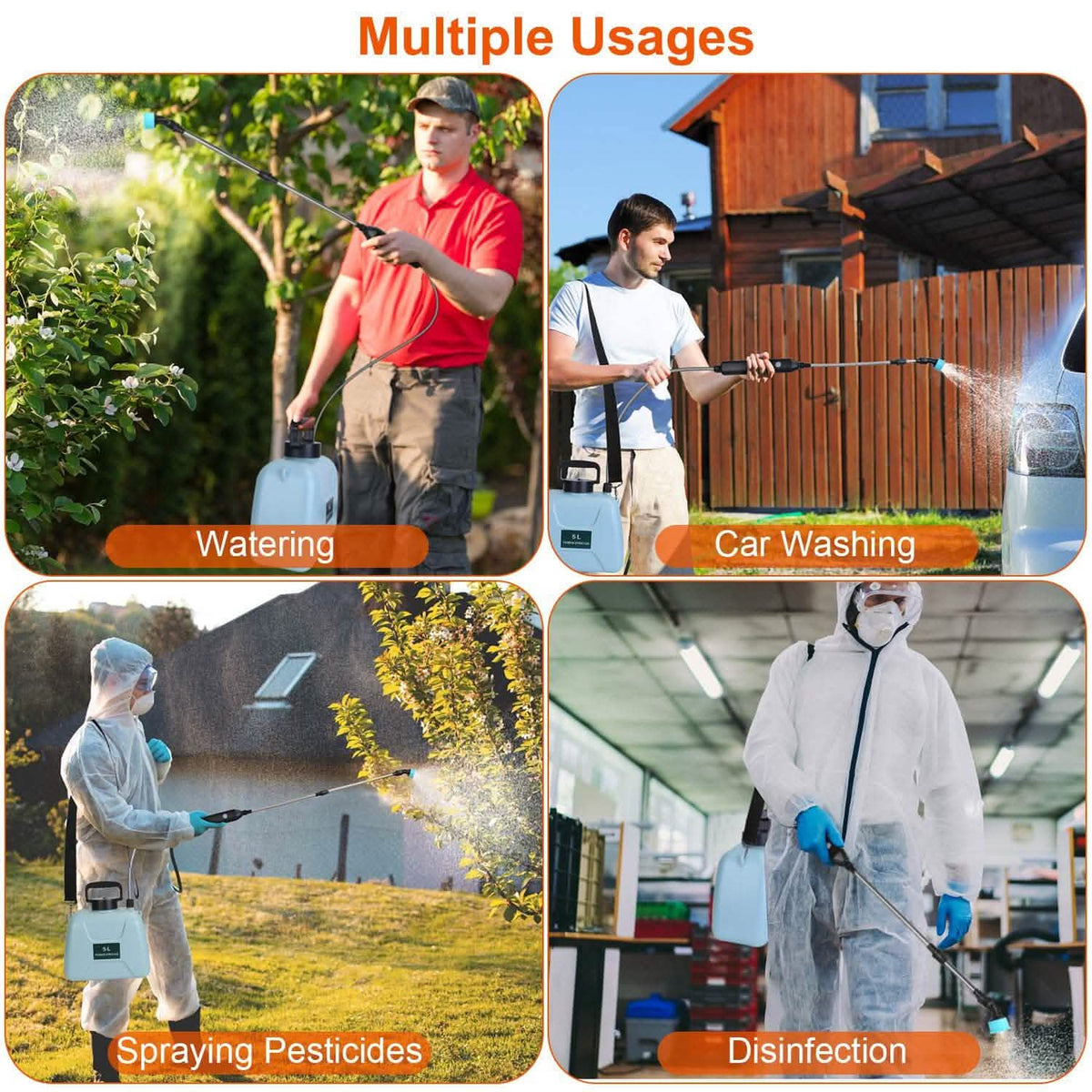 5L/1/3 Gallon Electric Plant Sprayer Telescopic Rechargeable with 3 Spray Sprouts - A-1 Thread Vault