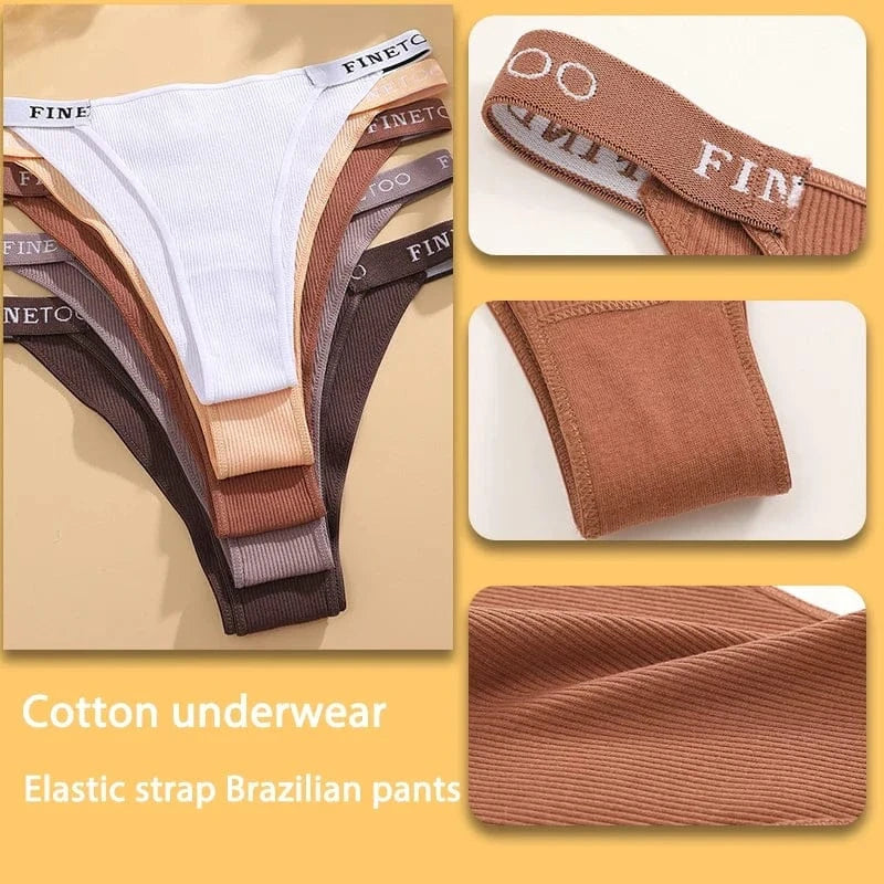 5PCS/Set Sexy Lingerie Women Cotton Panties Finetoo Letter Low Waist Female Briefs Underwear Comfort Underpants Women Intimates - A-1 Thread Vault