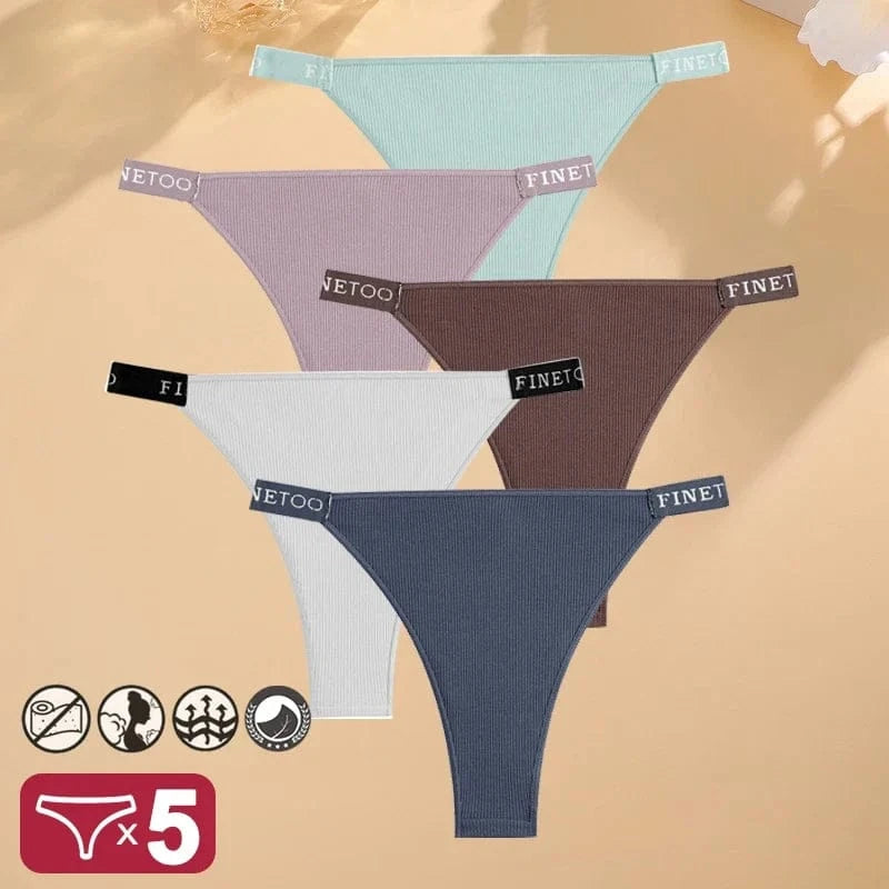 5PCS/Set Sexy Lingerie Women Cotton Panties Finetoo Letter Low Waist Female Briefs Underwear Comfort Underpants Women Intimates - A-1 Thread Vault