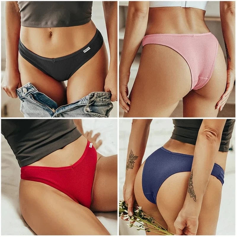 5Pcs/Set Women Cotton Brazilian Panties V Waist Female Underwear Comfortable Underwear Low Rise T-Back Bikini Girls Lingerie New - A-1 Thread Vault
