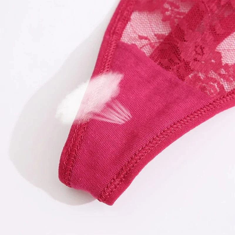 5PCS/Set Women's Underwear Lace Panties Floral Lingerie Woman Panties Sexy Thong G-String Female Pantys Perspective Intimates - A-1 Thread Vault