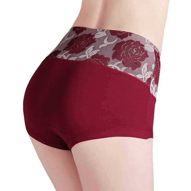 5Pcs Women Panties High Waist Body Shaper Underwear Print Girls Briefs Soft Sexy Underpants Breathable Cotton Female Lingerie - A-1 Thread Vault