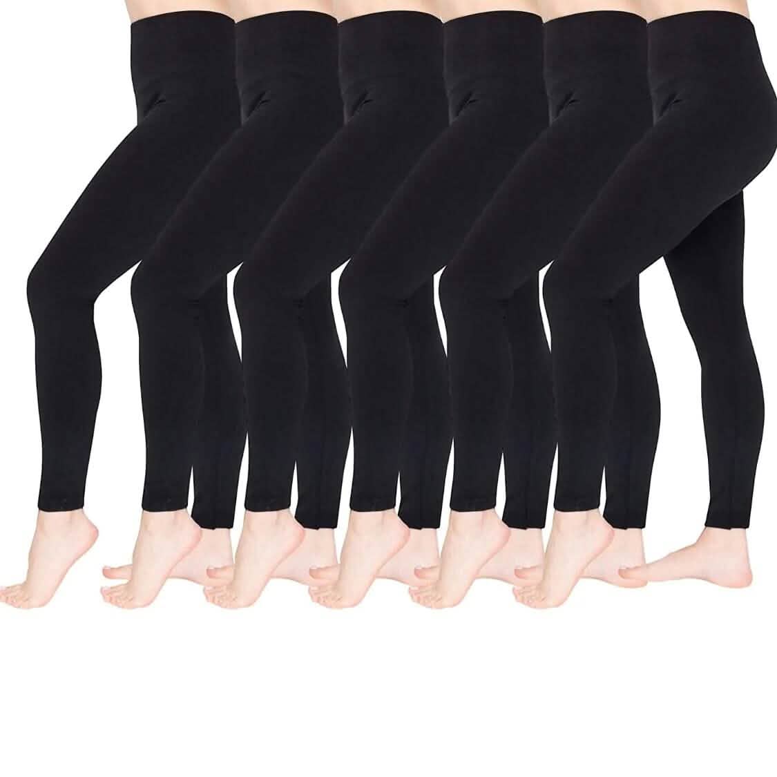 6-Pack: Hot Women’s Fleece Lined Leggings High Waist Soft Stretchy Warm Leggings - A-1 Thread Vault