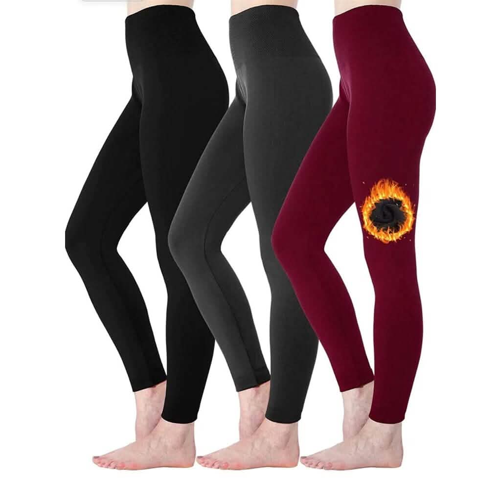 6-Pack: Hot Women’s Fleece Lined Leggings High Waist Soft Stretchy Warm Leggings - A-1 Thread Vault