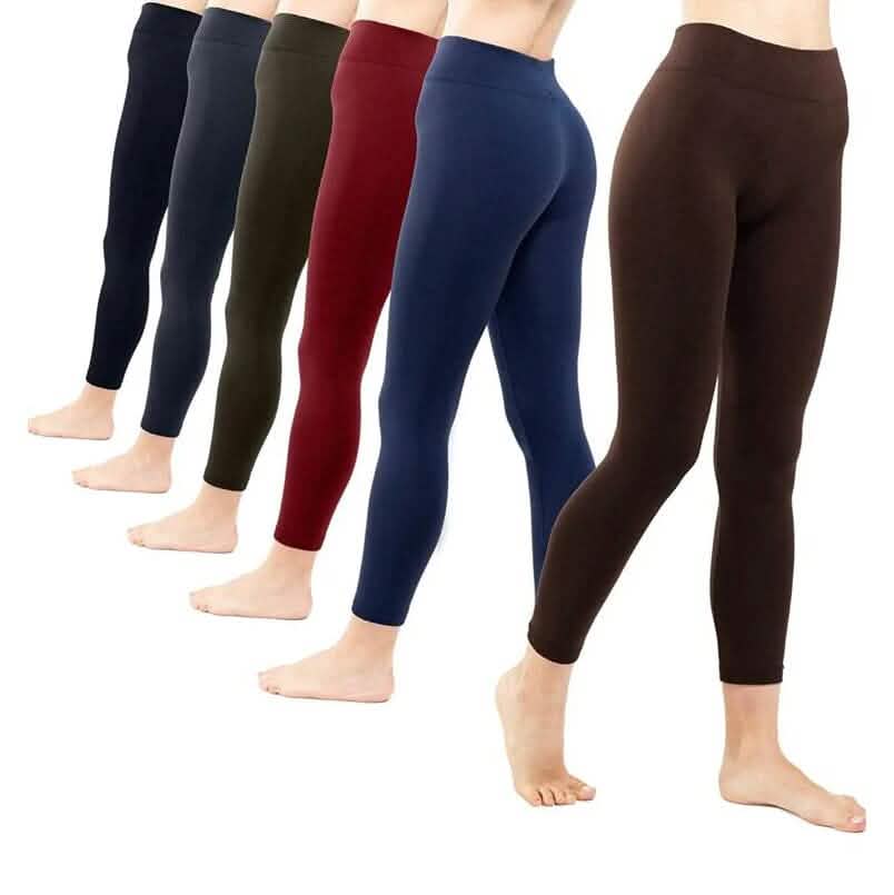 6-Pack: Hot Women’s Fleece Lined Leggings High Waist Soft Stretchy Warm Leggings - A-1 Thread Vault
