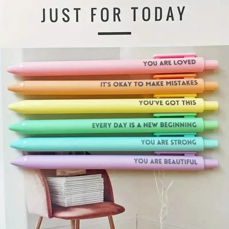 6-Pack: Motivational Rollerball Pens - Positive Message Writing Pens for Journaling - A-1 Thread Vault
