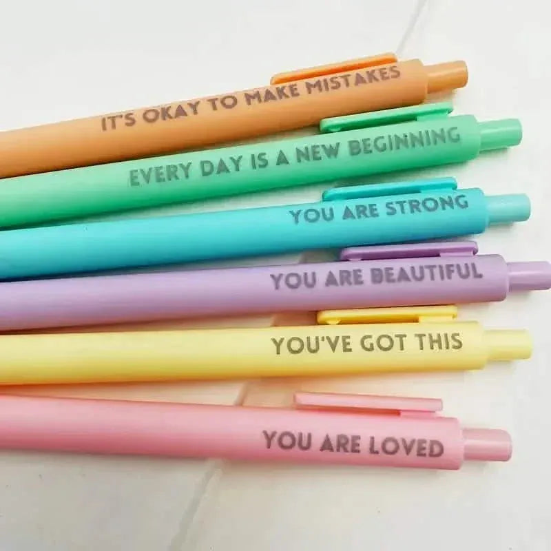 6-Pack: Motivational Rollerball Pens - Positive Message Writing Pens for Journaling - A-1 Thread Vault