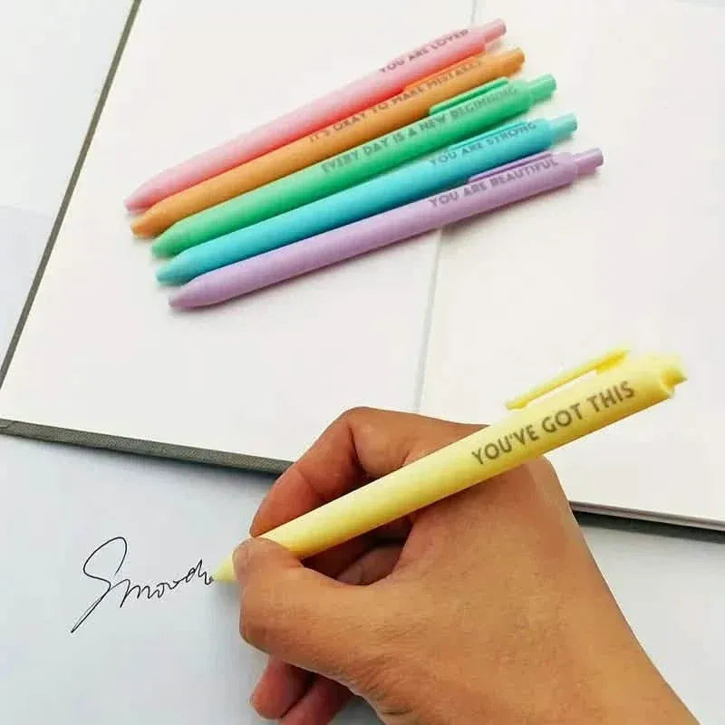 6-Pack: Motivational Rollerball Pens - Positive Message Writing Pens for Journaling - A-1 Thread Vault