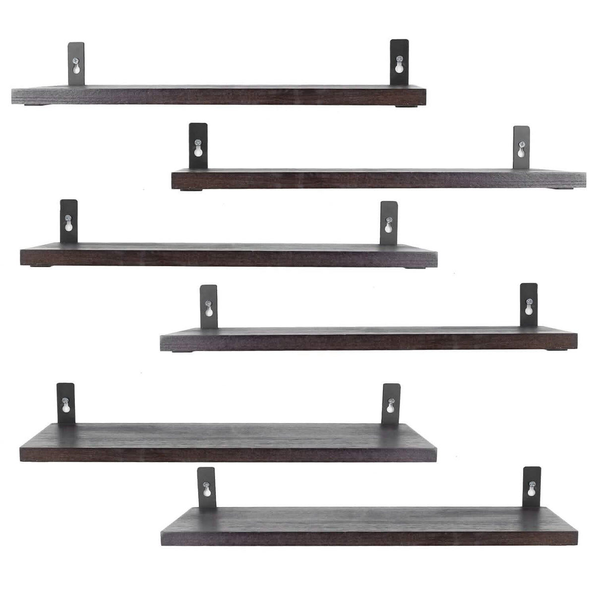 6-Piece Set: Wall Mounted Shelve Wood Storage Metal Bracket Display - A-1 Thread Vault