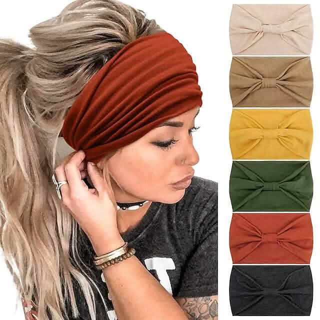 6-Piece: Wide Boho Bandeau Head Bands for Women - A-1 Thread Vault