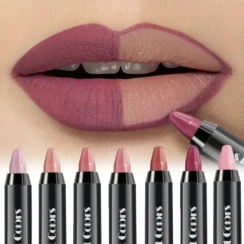 6-Pieces: Matte Crayon Lipstick, Easy Coloring Durable Moisturizing Lipliner - A-1 Thread Vault