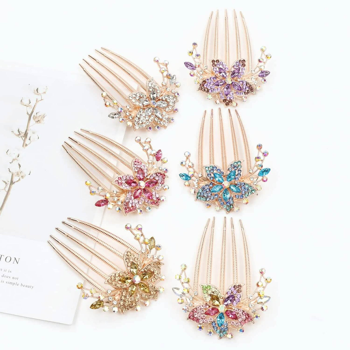 6-Pieces: Rhinestone Encrusted Hairpin Barrette Accessory - A-1 Thread Vault