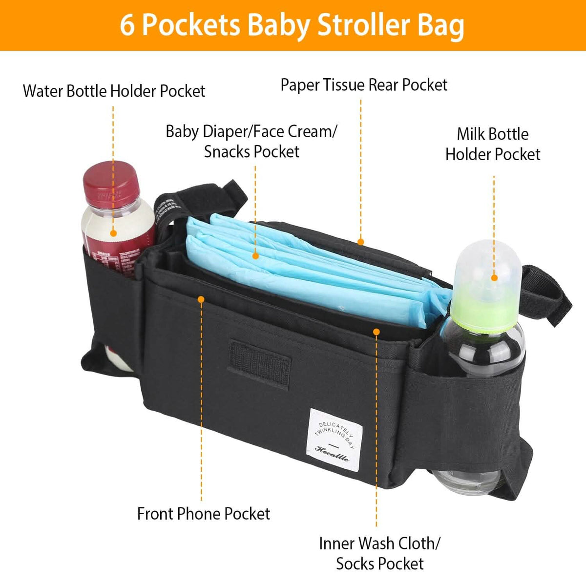 6-Pockets Baby Trolley Bag with Cup Holder - A-1 Thread Vault