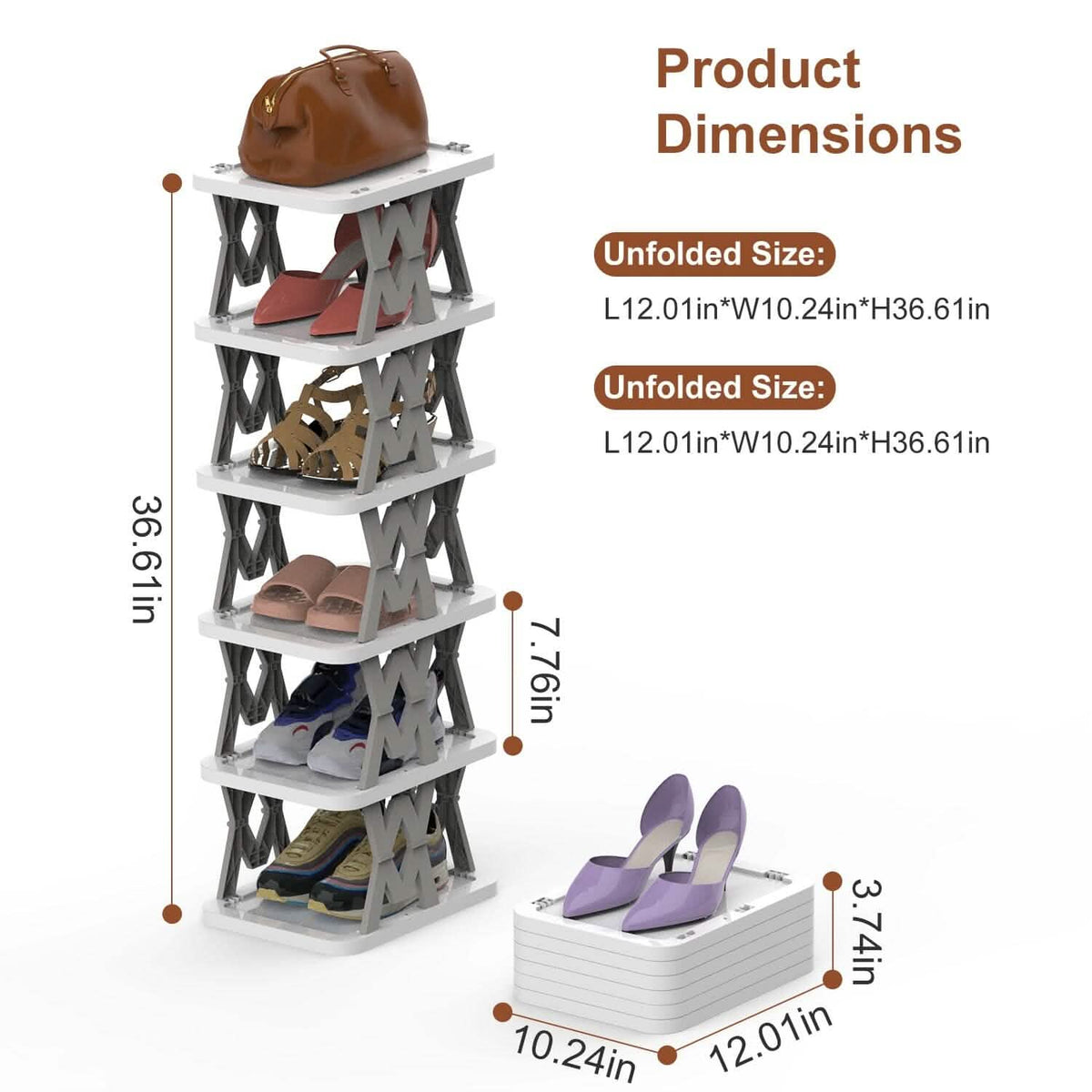 6-Tier Foldable Vertical Shoe Rack - A-1 Thread Vault