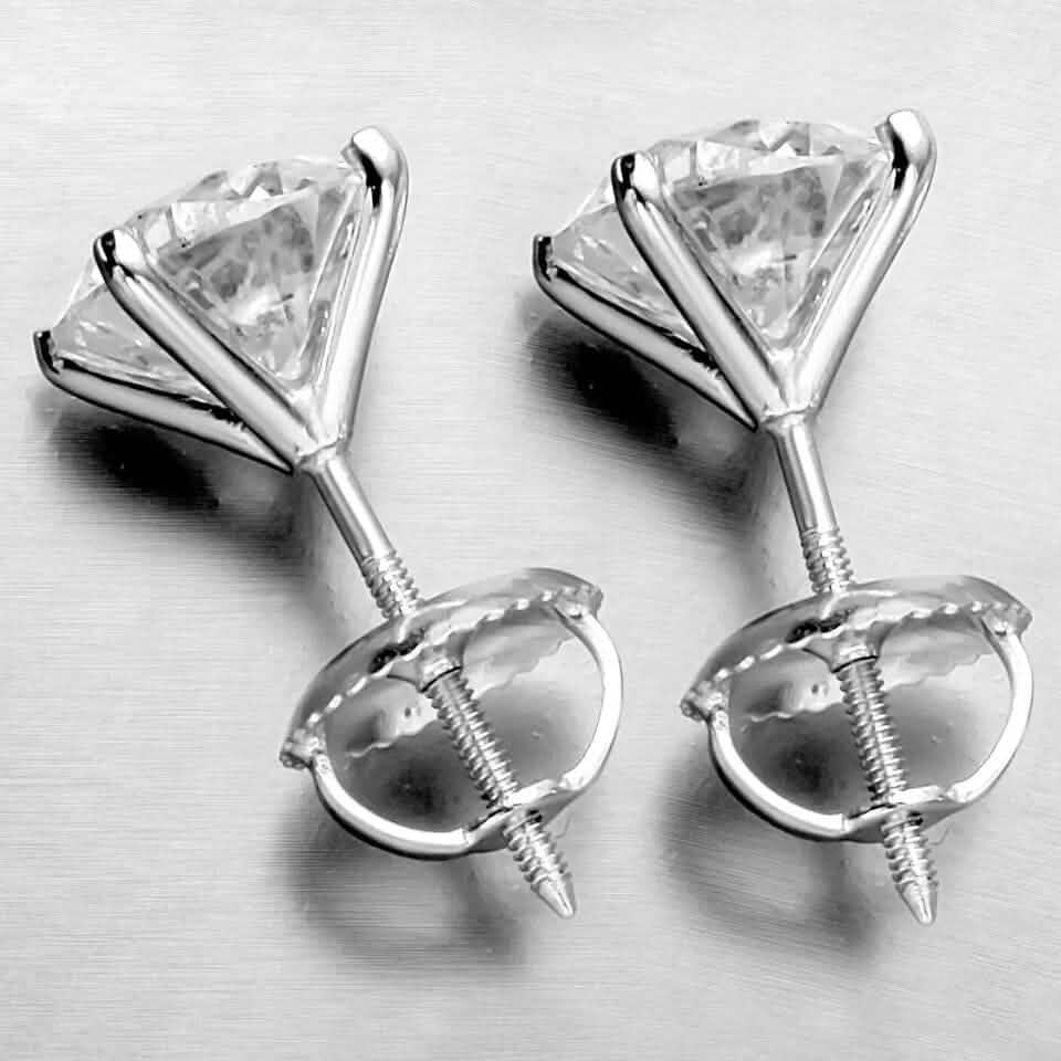 6.00 Ct Certified F VS2 Round Lab Grown Diamond 18K Stud Earrings - A-1 Thread Vault