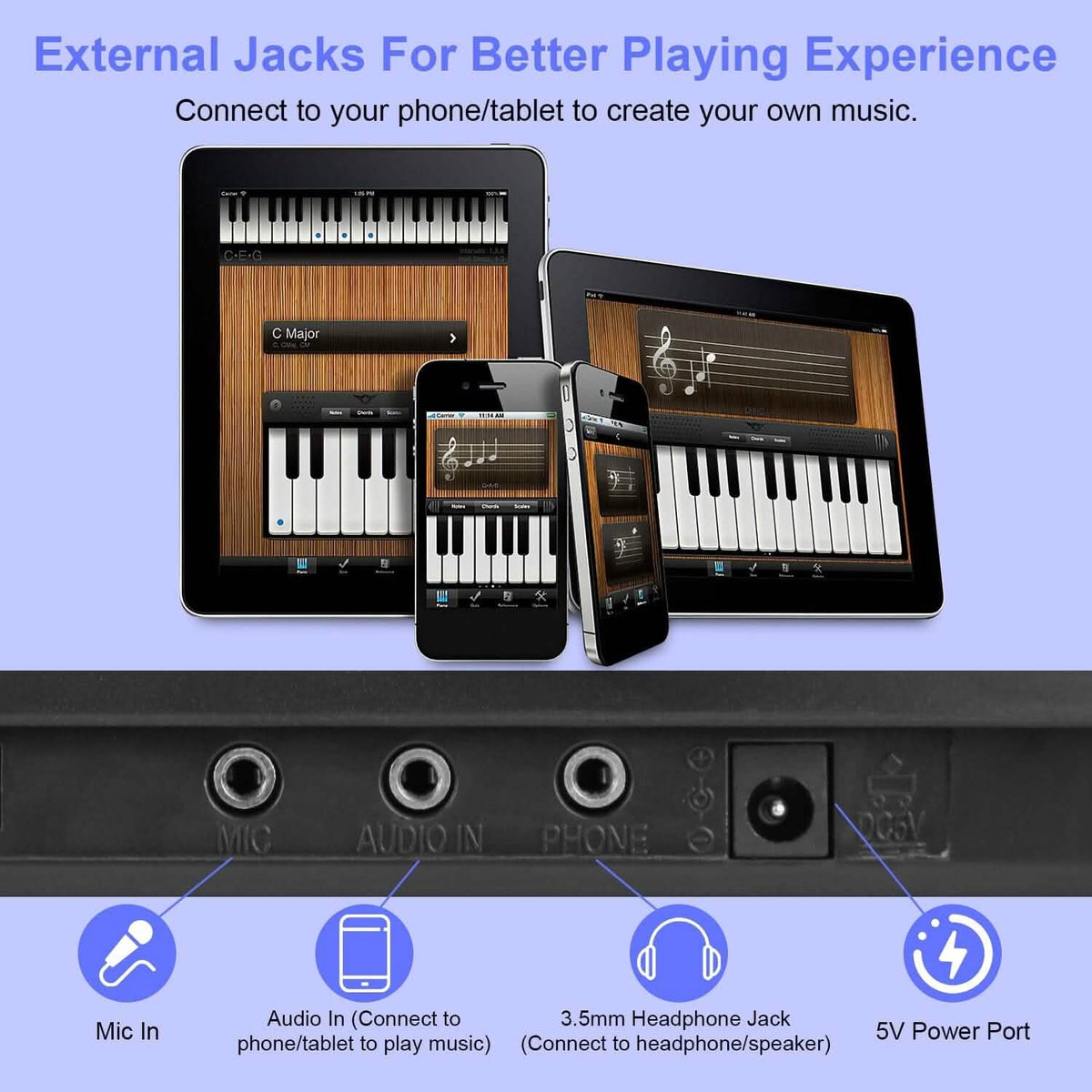 61 Keys Digital Music Keyboard Electronic Piano - A-1 Thread Vault