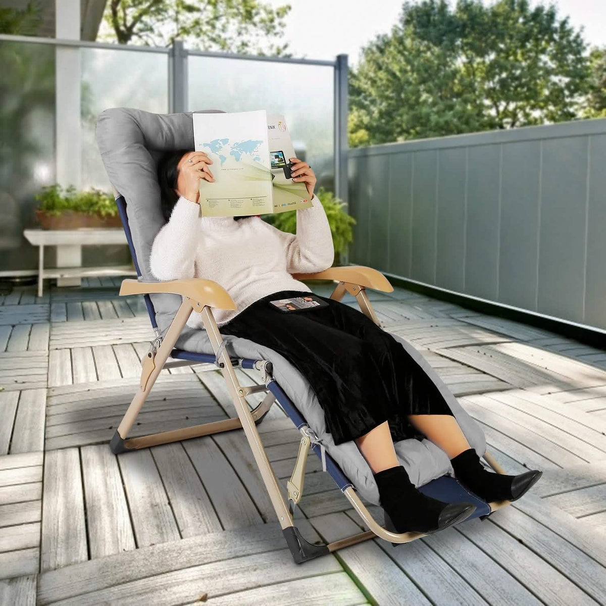67x22in Chaise Lounger Cushion Recliner Rocking Chair Sofa - A-1 Thread Vault