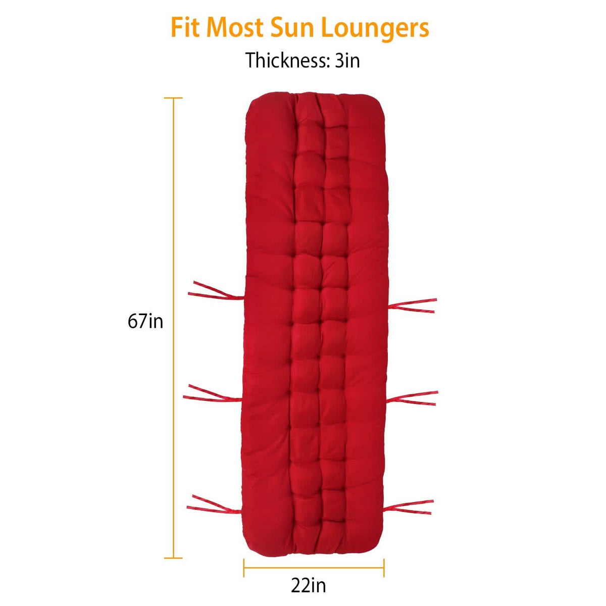 67x22in Chaise Lounger Cushion Recliner Rocking Chair Sofa - A-1 Thread Vault