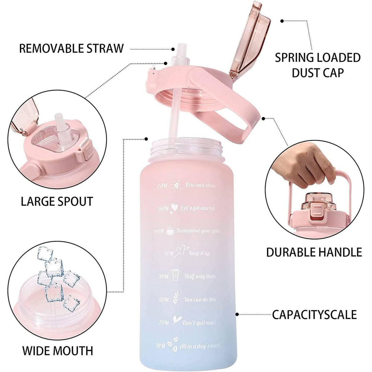 68 Oz Water Bottle with Time Marker - A-1 Thread Vault