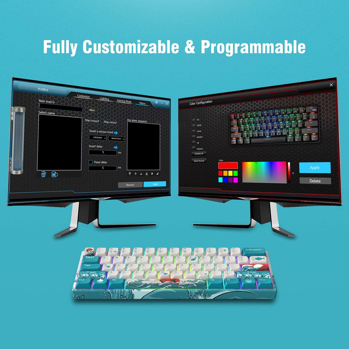 XVX M61 Coral Sea Themed 61 Keys Wired/Wireless Mechanical Keyboard - A-1 Thread Vault