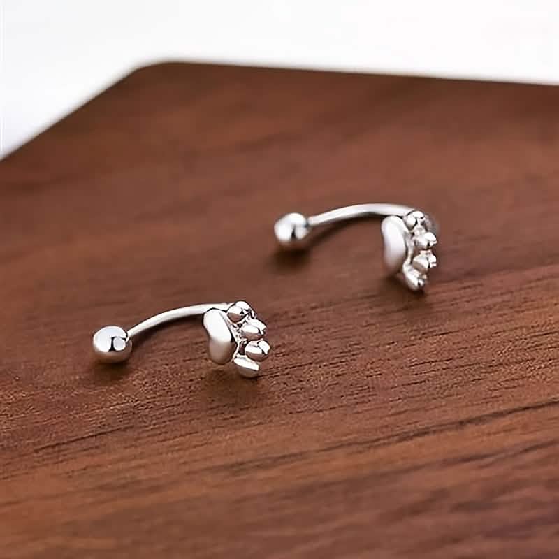 Sterling Silver Cat Paw Earrings – Screw-Back Studs, Elegant & Simple - A-1 Thread Vault