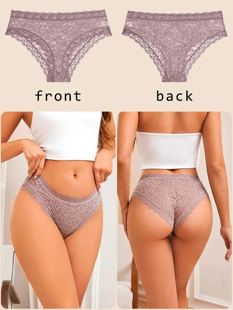 6PCS/Set Women Sexy Lace Panties Low Waist Briefs Hollow Out Comfortable Breathable Lingerie Floral Embroidery Ladies Underpants - A-1 Thread Vault