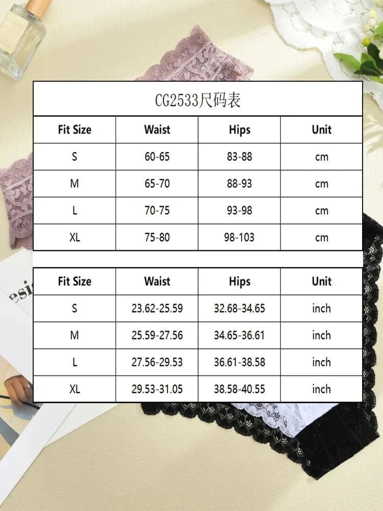6PCS/Set Women Sexy Lace Panties Low Waist Briefs Hollow Out Comfortable Breathable Lingerie Floral Embroidery Ladies Underpants - A-1 Thread Vault