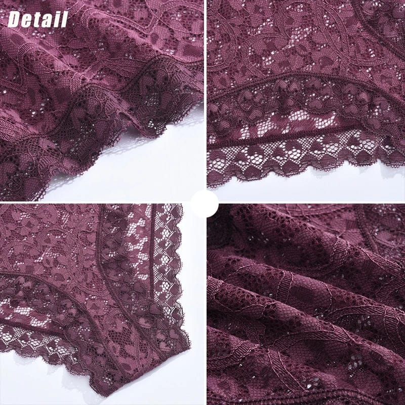 6PCS/Set Women Sexy Lace Panties Low Waist Briefs Hollow Out Comfortable Breathable Lingerie Floral Embroidery Ladies Underpants - A-1 Thread Vault