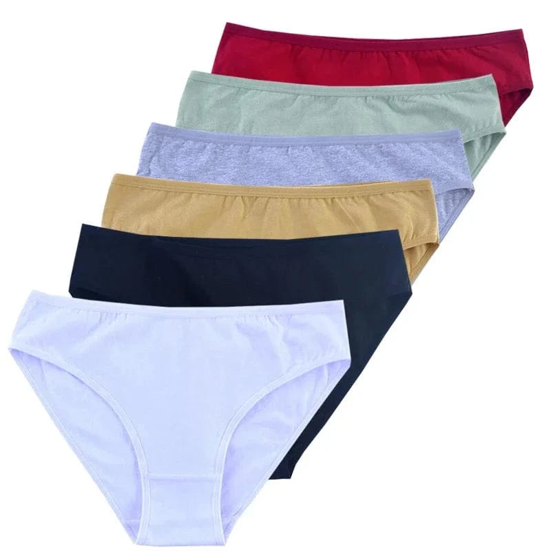 6pcs Women Panties Girl Sexy Underwear Solid Color Middle-Waisted Briefs Female Ventilation Soft Cotton Women's Underpants - A-1 Thread Vault