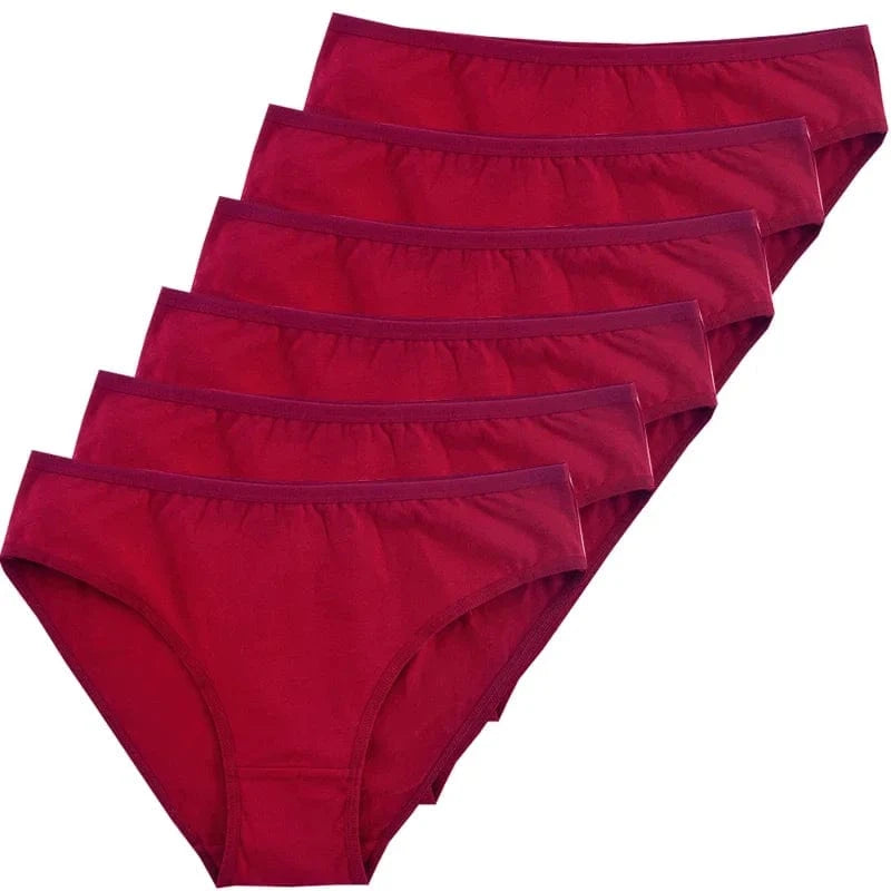 6pcs Women Panties Girl Sexy Underwear Solid Color Middle-Waisted Briefs Female Ventilation Soft Cotton Women's Underpants - A-1 Thread Vault