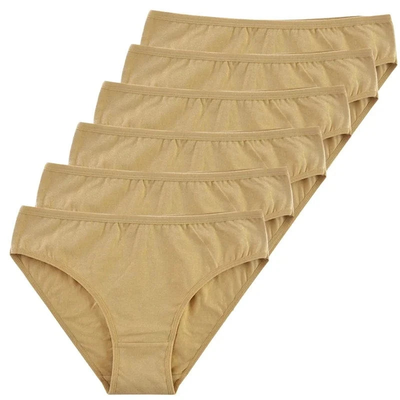 6pcs Women Panties Girl Sexy Underwear Solid Color Middle-Waisted Briefs Female Ventilation Soft Cotton Women's Underpants - A-1 Thread Vault