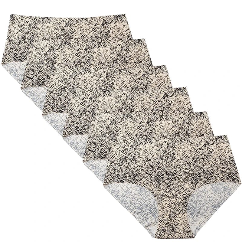 6pcs Women's Seamless Ice Silk Panties Female Mid Waist Plus Size Leopard Print Underwear Girls Fashion Brief Lady Comfort Panty - A-1 Thread Vault