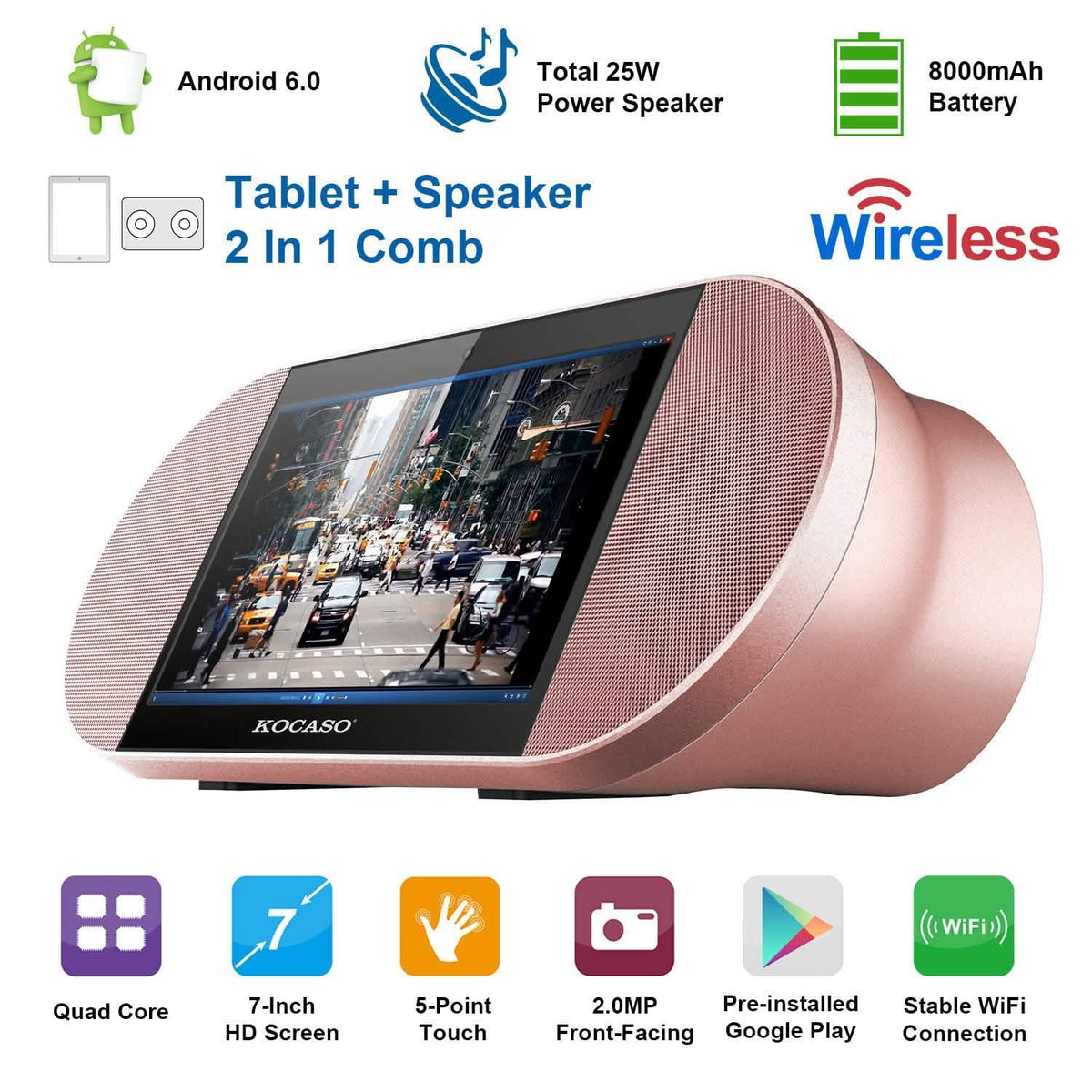 7-Inch Touch Screen Android Tablet PC with Wireless Speaker - A-1 Thread Vault