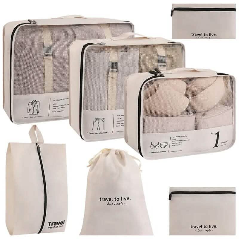 7-Piece: Travel Packaging Cube Bags - A-1 Thread Vault